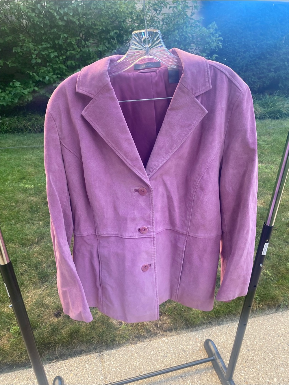 Liz Claiborne Lavender Suede Three-Button Blazer Jacket Size 16 Wide